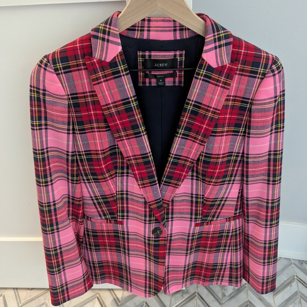 RARE Jcrew Pink Tartan Steward Plaid Parke Blazer